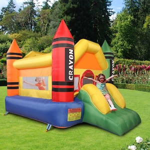 Inflatable Bounce House Kids Jump Castle Bouncer with Slide and Air Blower Fan