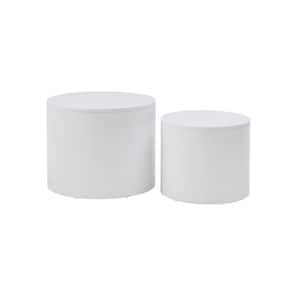 White MDF Round Outdoor Side Table (2-Piece)