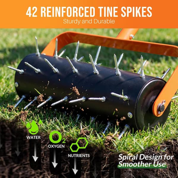 WaLensee 17 in. Manual Rolling Aerator Heavy-Duty Lawn Aerator GT