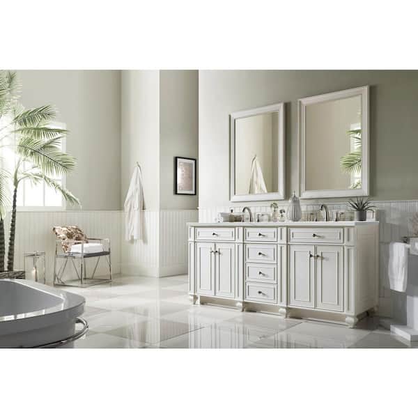 Bristol 72.0 in. W x 23.5 in. D x 34 in. H Bathroom Vanity in Bright White with Ethereal Noctis Quartz Top