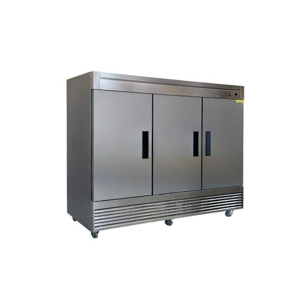 83 in. 64.80 cu. ft. Auto/Cycle Defrost Upright Freezer in Stainless Garage Ready 3-Door Reach-in Commercial EKS80F