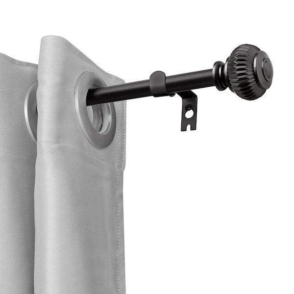 28 in.-48 in. Adjustable Decorative Single Curtain Rod-3/4 in. Dia Rod in Black with Finial
