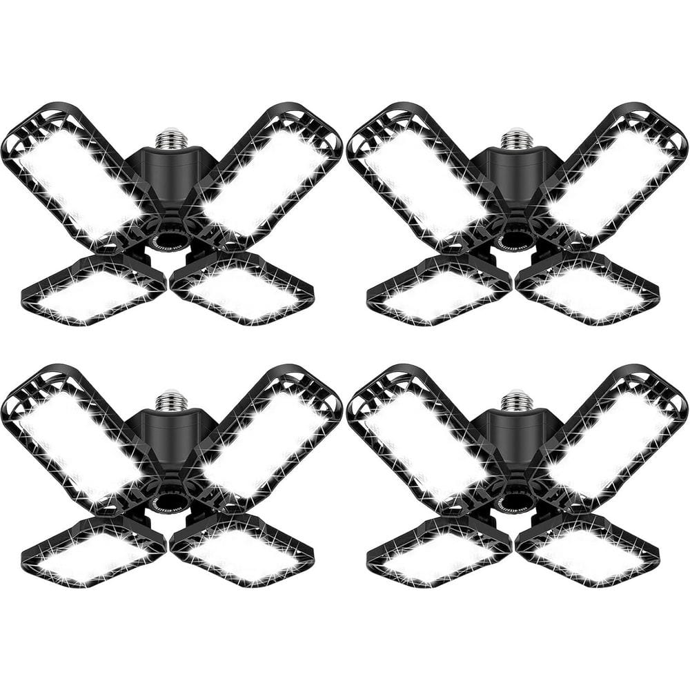120 W 12000-Lumens Adjustable LED Garage Ceiling Light 4-Pack Black E26/E27 Base Deformable Fixture for Workshop Attic price history on PriceWatchPro