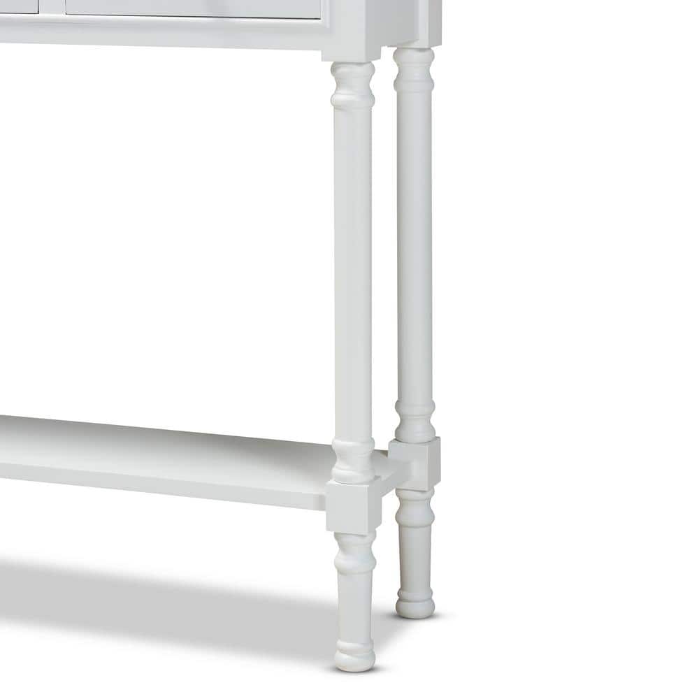 Calvin 3-Drawer White Wood & Metal Entryway Console Table with Storage