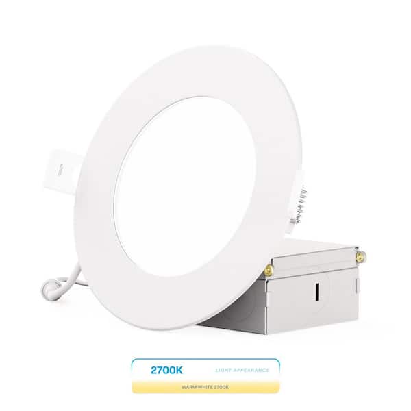 4 in. Canless 2700K Soft White 9W 750 LM Ultra-Thin New Construction Integrated LED Recessed Light Kit, Wet Rated