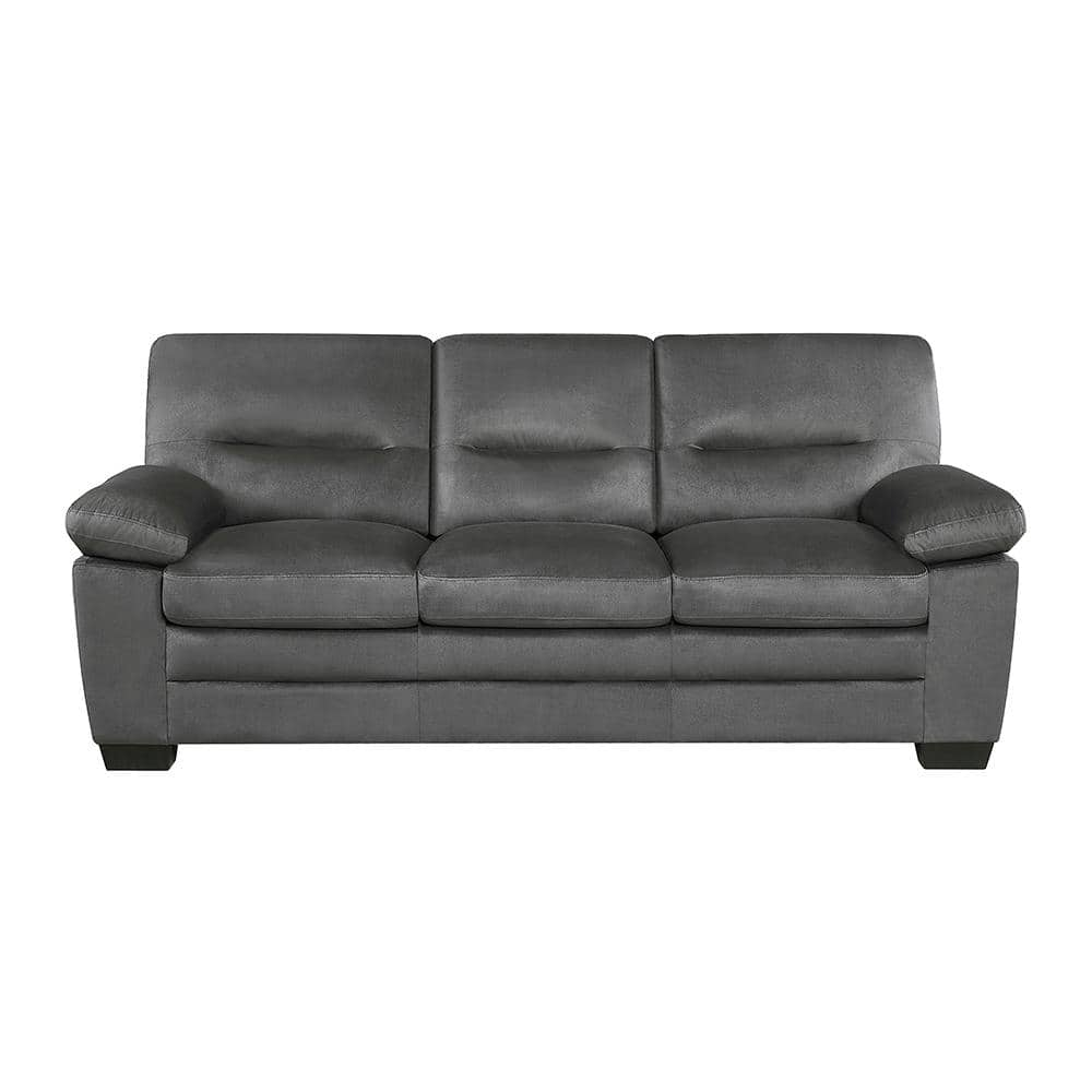 Lazzara Solomon 84 in. W Straight Arm Textured Fabric Rectangle Sofa in ...