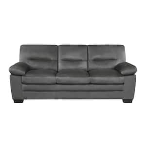 Solomon 84 in. W Straight Arm Textured Fabric Rectangle Sofa in. Dark Gray