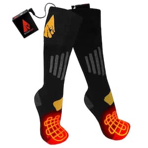 Unisex XX-Large Black Cotton 3.7V Rechargeable Heated Socks
