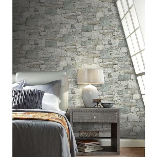 45 sq. ft. Chateau Stone Non-Woven Peel and Stick Wallpaper