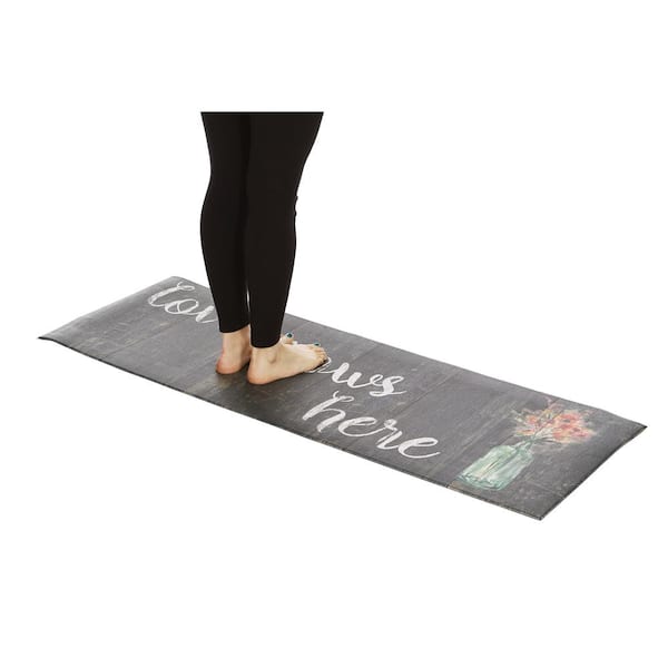 J&V TEXTILES Love Grows Here 19.6 in. x 55 in. Anti-Fatigue Kitchen Mat  DBC07 - The Home Depot