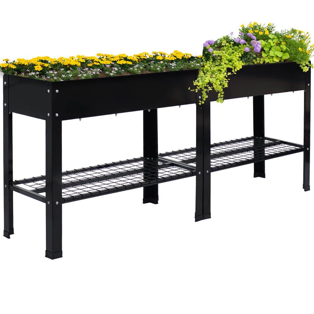 Sunnydaze Sunnydaze Black Raised Steel Garden Bed with Mesh