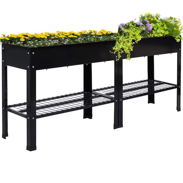 Sunnydaze Sunnydaze Black Raised Steel Garden Bed with Mesh Shelf HB ...