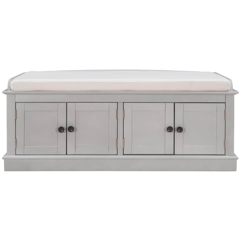 Gray Wash Storage Bench, 4-Doors, Adjustable Shelves, Shoe Bench, Removable Cushion 42.7 in. L x 16 in. W x 17.4 in. H price history on PriceWatchPro