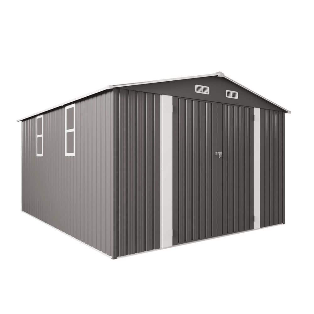 Outdoor Shed 10 ft. W x 12 ft. D Large Metal Shed with Double Door and Two Translucent Windows for Patio(110.5sq. ft.) price history on PriceWatchPro