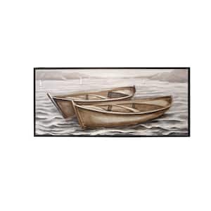 1- Panel Sail Boat Framed Wall Art with Black Frame 31 in. x 71 in.