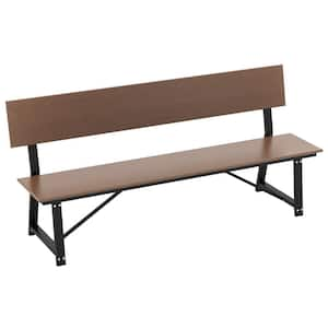 72 in. Extra Long 4-Person Brown Metal Outdoo Bench with All-Weather HDPE Seat