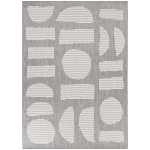 Garrigue Grey 7 ft. 10 in. x 10 ft. Abstract Indoor/Outdoor Area Rug