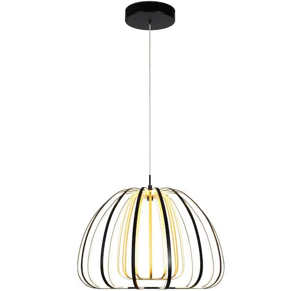 Modern 46-Watt 1-Light Black and Gold Integrated LED Pendant Light Fixture for Kitchen Island