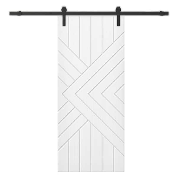 CALHOME 24 in. x 80 in. White Painted Composite MDF Paneled Interior Sliding Barn Door with Hardware Kit