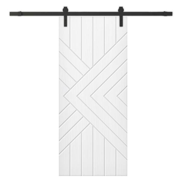 CALHOME 42 in. x 84 in. White Painted Composite MDF Paneled Interior Sliding Barn Door with Hardware Kit