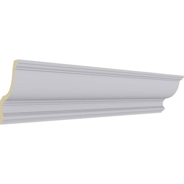 Ekena Millwork 6 in. H x 4-1/2 in. P x 7-5/8 in. F x 94-1/2 in. L Polyurethane Maria Traditional Smooth Crown Moulding (12-Pack)