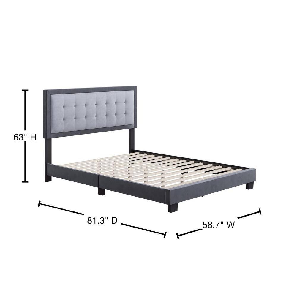 Elegant Full/Double Velvet Upholstered Platform Bed with Tufted Headboard