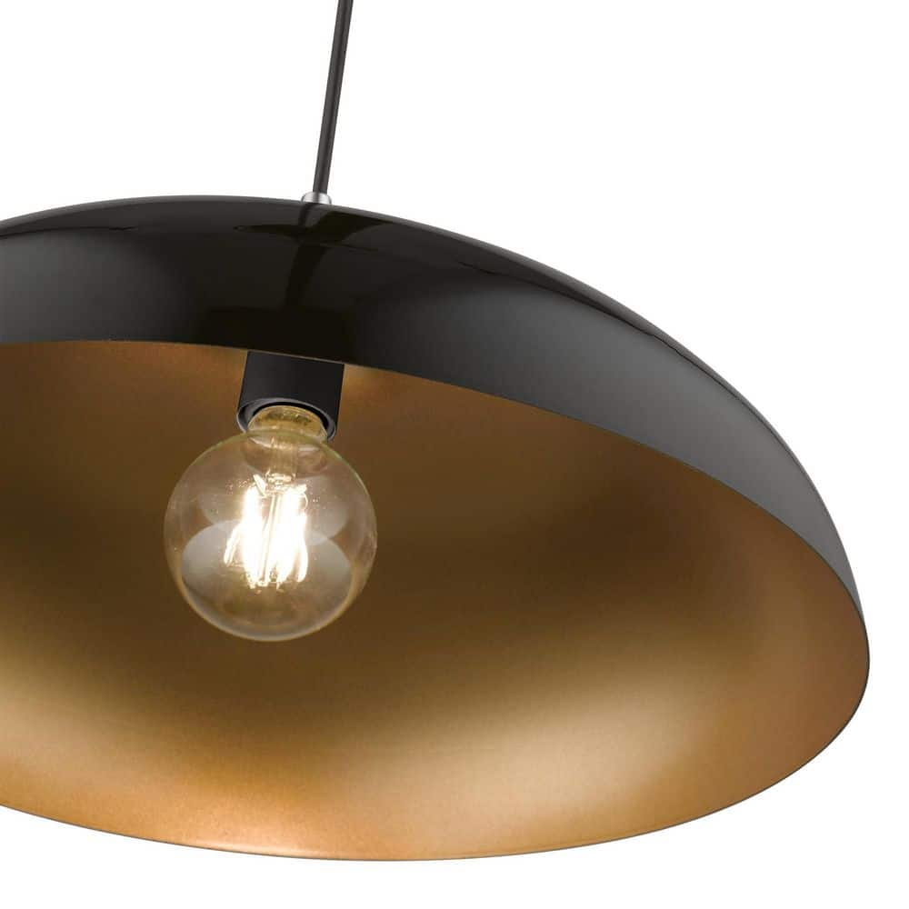 Shiny Black and Polished Chrome 18" Aluminum Pendant Light