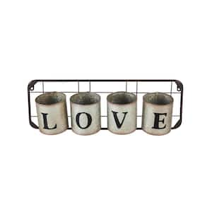 LOVE Galvanized Metal Pockets Wall Planter