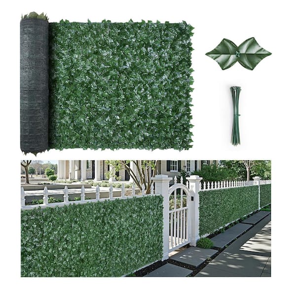 Privacy Ivy Fence, 59 x 118 in. Artificial Green Wall Screen, Ivy Fence with Mesh Cloth Backing and Strengthened Joint