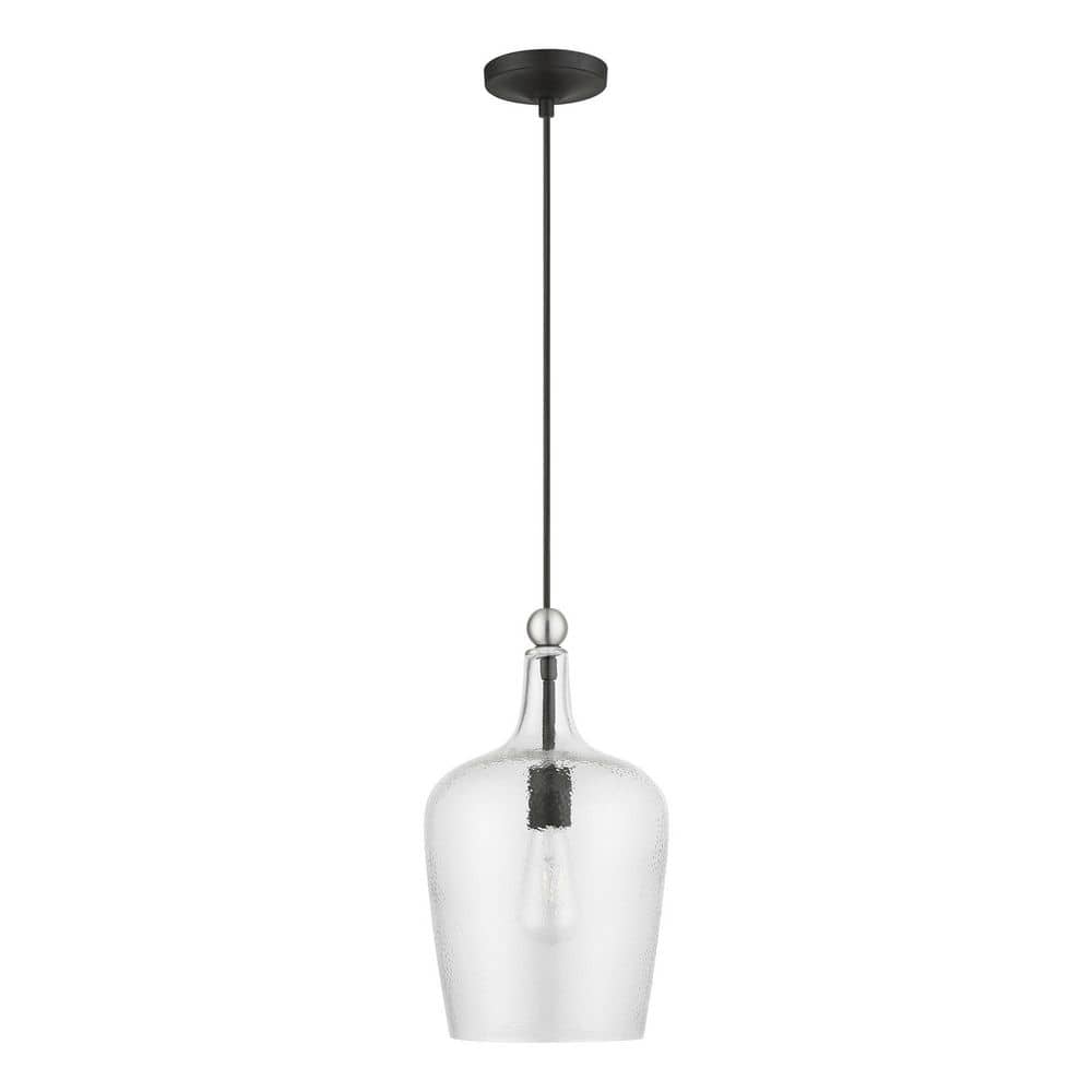 Elegant Avery Mini Jar Pendant Light in Black and Brushed Nickel