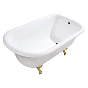 Aqua Eden 48 in. x 30 in. Cast Iron Clawfoot Non-Whirlpool Bathtub in White/Brushed Brass