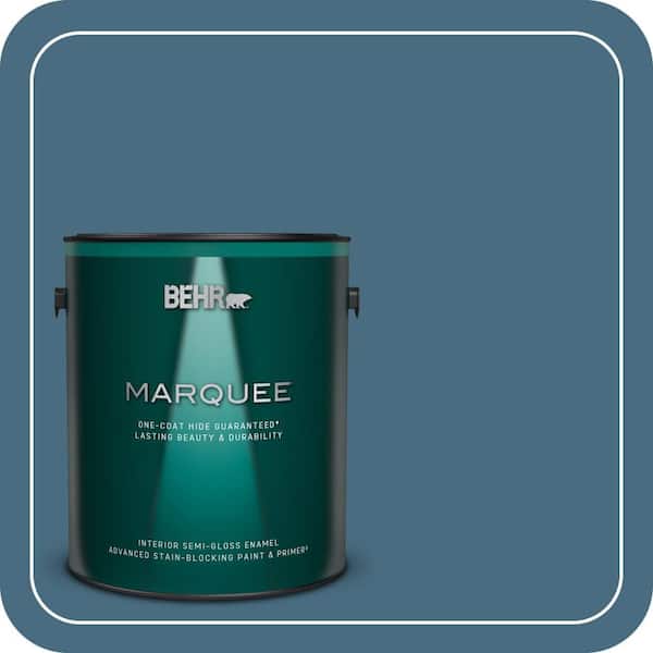BEHR MARQUEE 1 gal. #550F-6 Regatta Bay Semi-Gloss Enamel Interior Paint & Primer