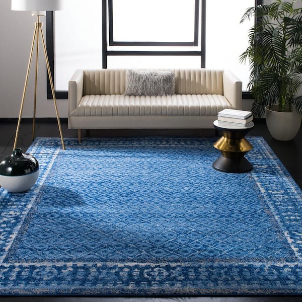 Adirondack Light Blue/Dark Blue 9 ft. x 12 ft. Border Area Rug