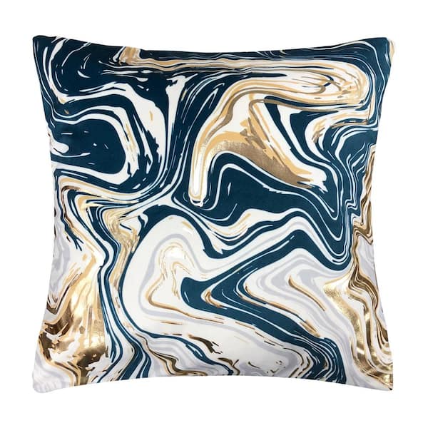 Harper Lane Marble Indigo 18 in. x 18 in. Decorative Pillow