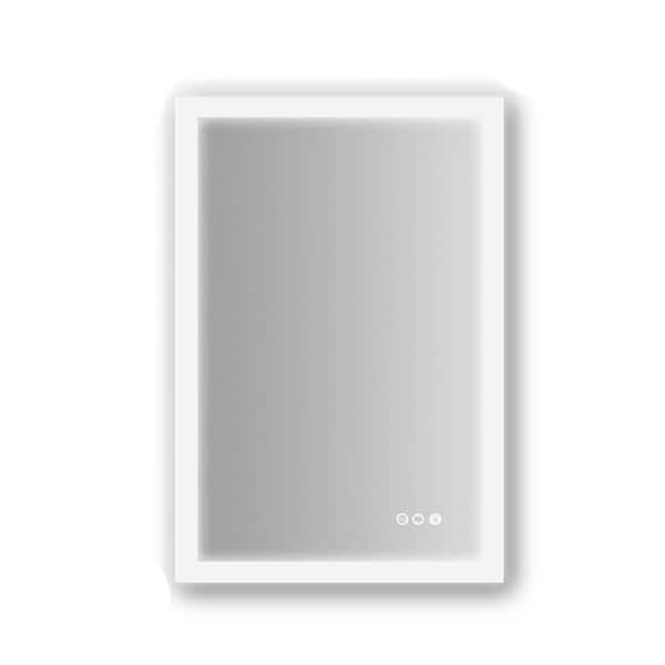 EPOWP 24 in. W x 36 in. H W Rectangular Frameless Anti-Fog Wall Bathroom Vanity Mirror with 3 Color Temperature LED Light