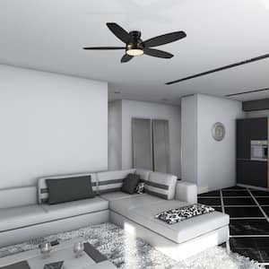 Povjeta 48 in. Color Changing Integrated LED Indoor Black 10-Speed DC Ceiling Fan with Light Kit and Remote Control