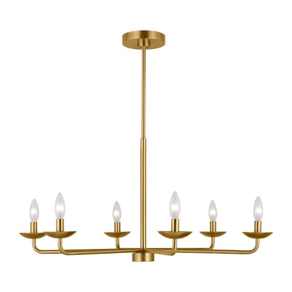 SCOTT LIVING Albion 6-Light Satin Brass Large Chandelier