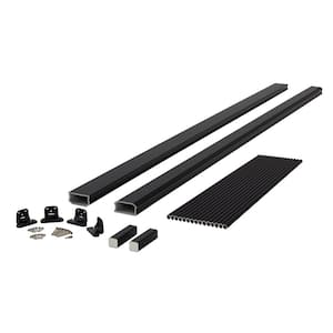 BRIO 42 in. x 96 in. (Actual: 42 in. x 94 in.) Black PVC Composite Stair Railing Kit w/Round Aluminum Black Balusters