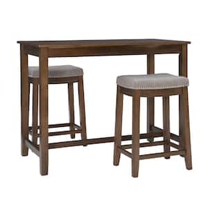 Concord 3-Pieces Rustic Brown Wood Top Counter Set
