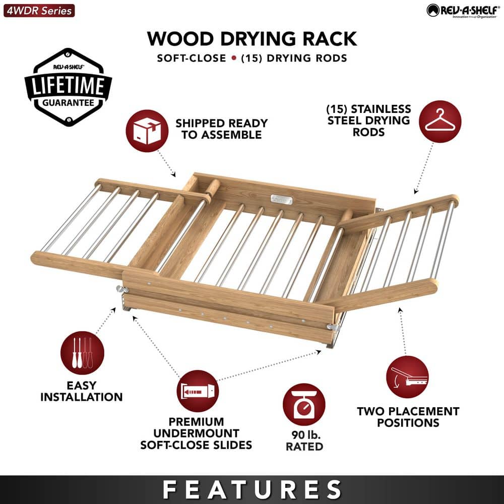 Maple Wood Soft-Close Drawer Drying Rack
