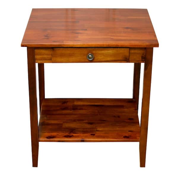 Unbranded Solid Acacia Wood 22 in. Mahogany End Table