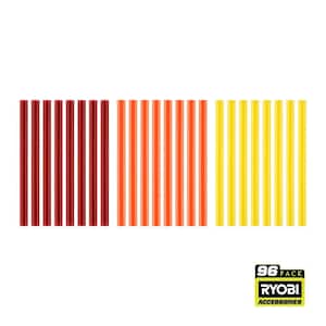 96PC Mini Size Color Glue Sticks (Red, Orange, Yellow)