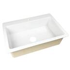 Jackson 33 in. 1-Hole Drop-in Single Bowl Crisp White Fireclay Kitchen Sink