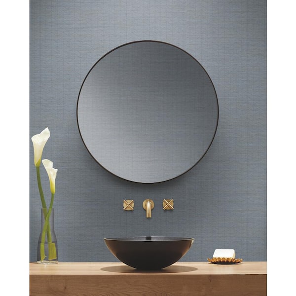 Evermore Dark Blue Woven Wallpaper Sample