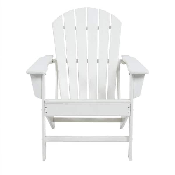 JUSKYS Weather Resistant White Recycled Plastic Outdoor Patio Adirondack Chair (Set of 4)