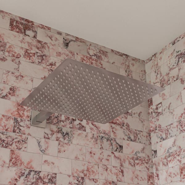 ALFI BRAND 1-Spray 16 in. Single Ceiling Mount Fixed Rain Shower Head in Brushed Stainless Steel