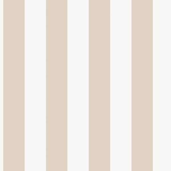 Unbranded Beige/White Smart Stripes 3 Awning Stripe Sheen Finish Non-Pasted Vinyl on Non-Woven Wallpaper Sample