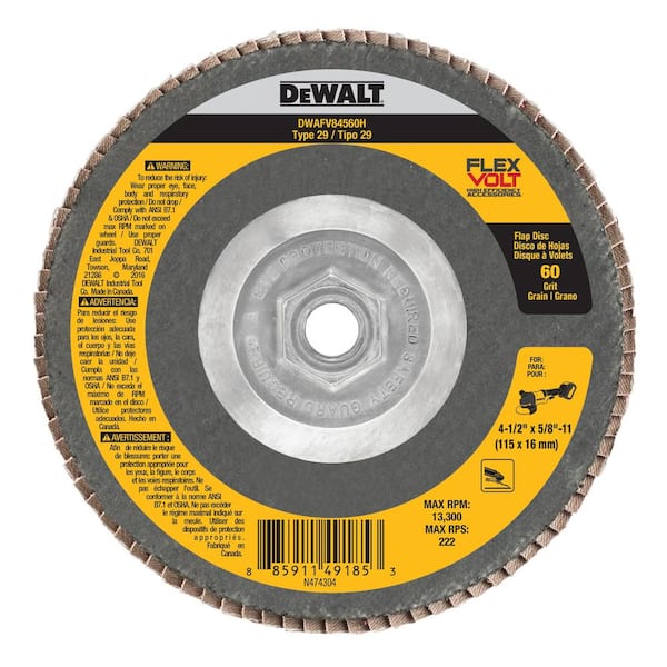 DEWALT FLEXVOLT 4-1/2 in. x 5/8 in. - 11 60 Grit Flap Disc Type 29