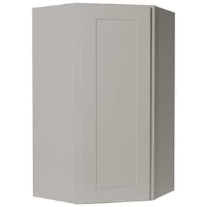 Shaker 24 in. W x 12 in. D x 42 in. H Assembled Diagonal Corner Wall Kitchen Cabinet in Dove Gray