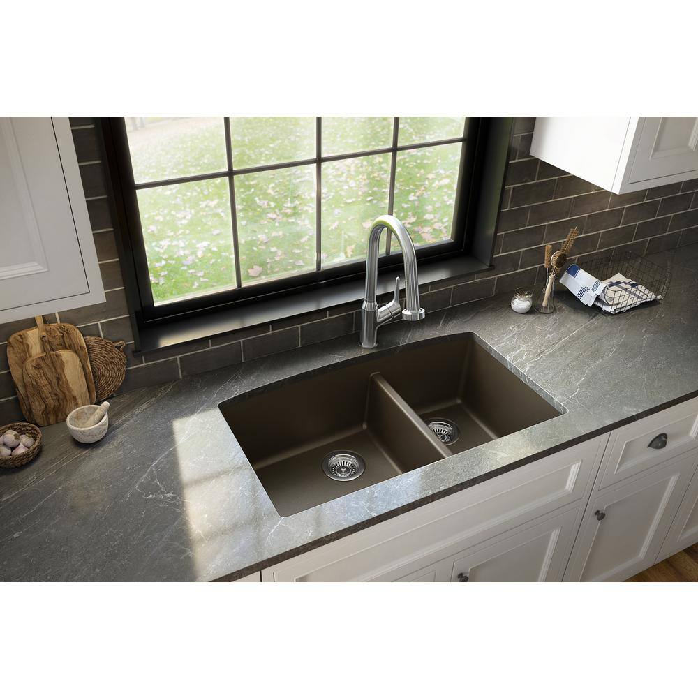 Undermount Quartz/Granite Composite 32 in. 60/40 Double Bowl Kitchen Sink in Brown price history on PriceWatchPro